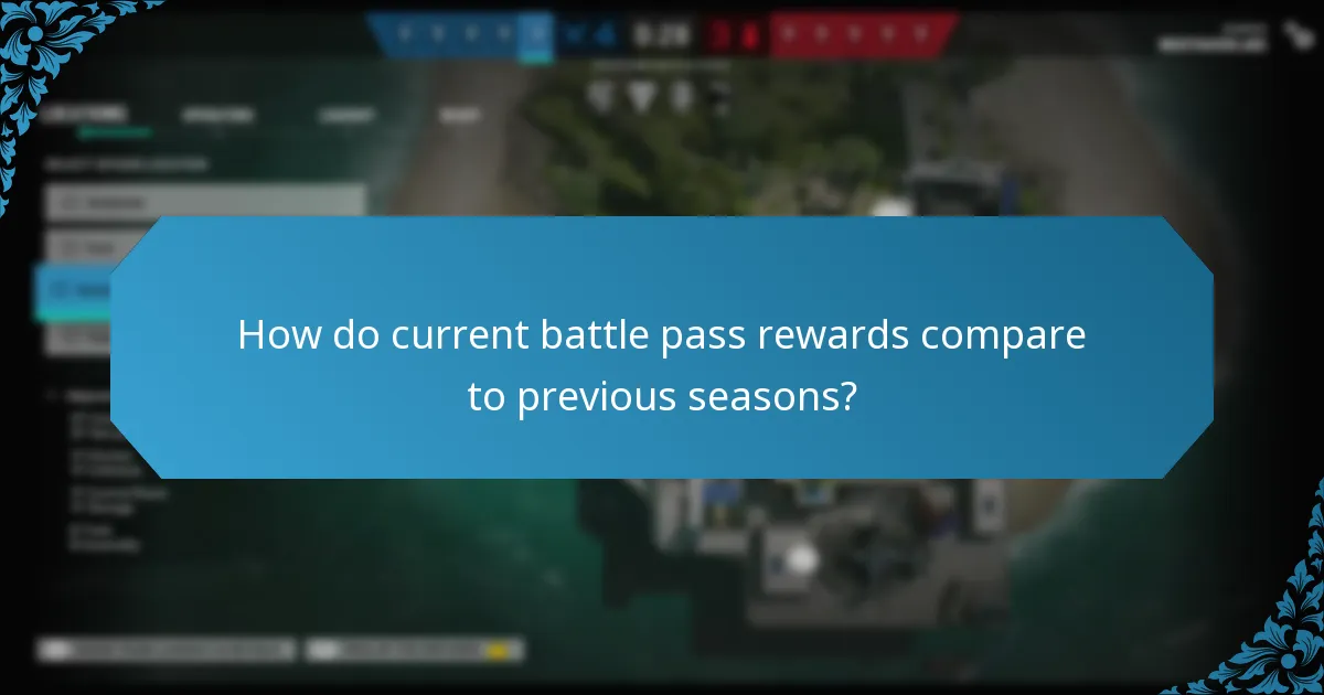 How do current battle pass rewards compare to previous seasons?
